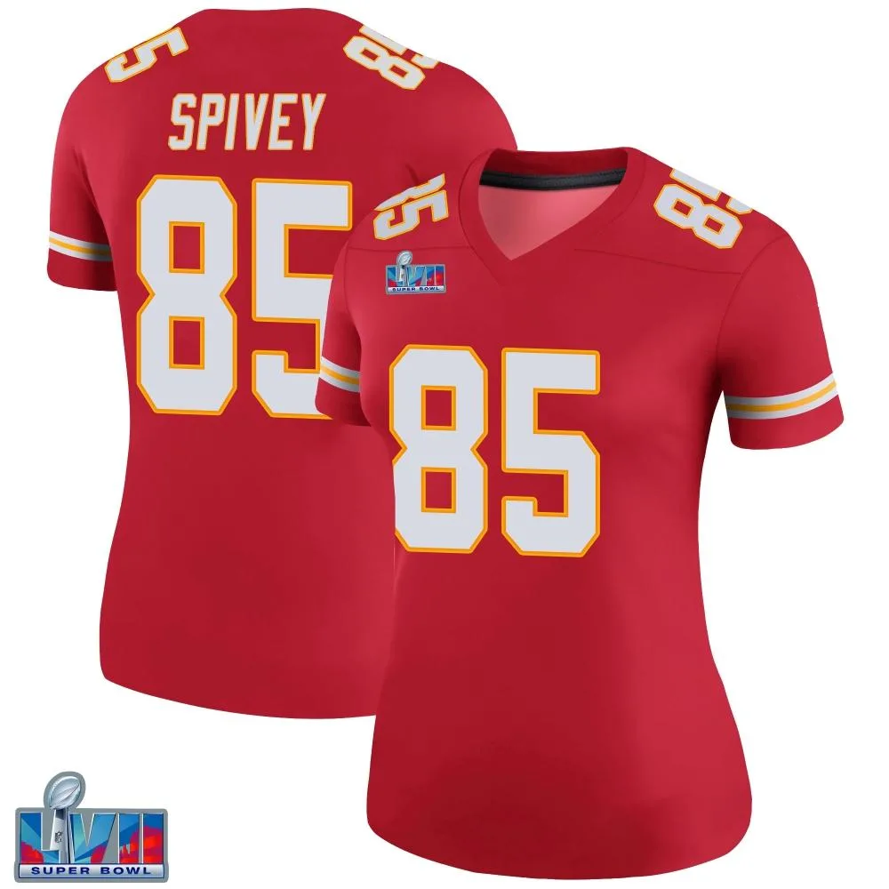 Women's Kansas City Chiefs Geor'quarius Spivey Nike Color Rush Super Bowl LVII Patch Legend Red Jersey