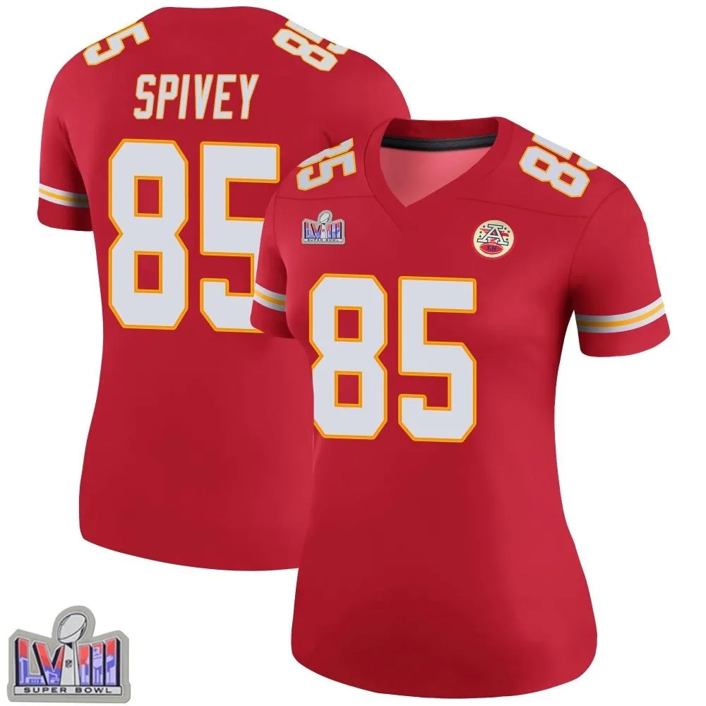 Women's Kansas City Chiefs Geor'quarius Spivey Nike Color Rush Super Bowl LVIII Patch Legend Red Jersey