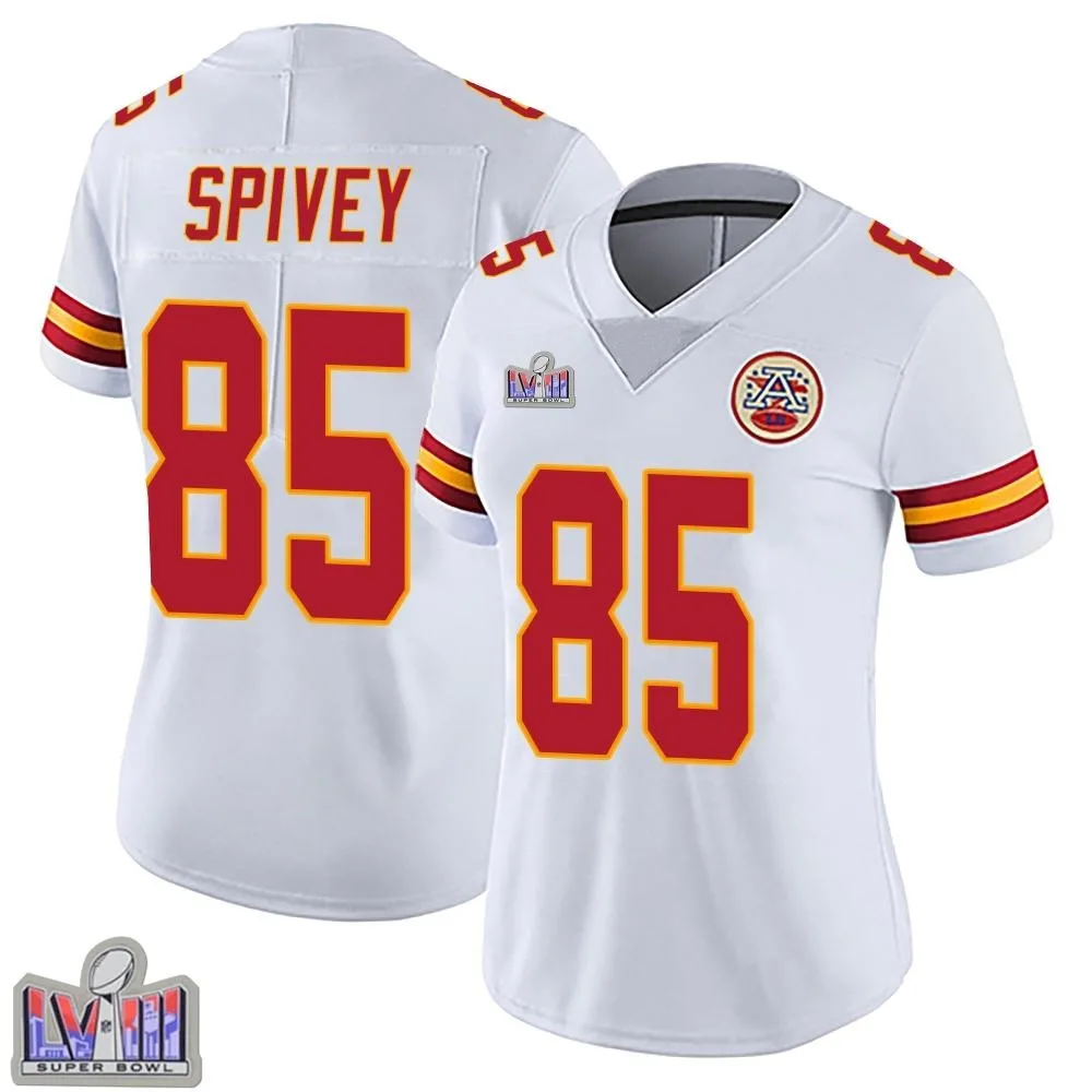 Women's Kansas City Chiefs Geor'quarius Spivey Nike Vapor Untouchable Super Bowl LVIII Patch Limited White Jersey Women's Kansas City Chiefs Geor'quarius Spivey Nike Vapor Untouchable Super Bowl LVIII Patch Limited White Jersey