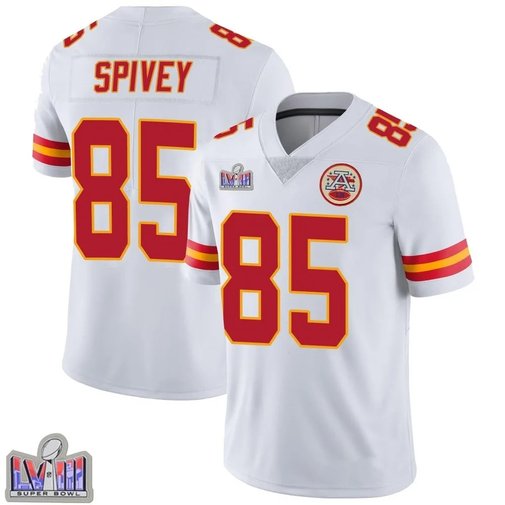 Youth Kansas City Chiefs Geor'quarius Spivey Nike Vapor Untouchable Super Bowl LVIII Patch Limited White Jersey Youth Kansas City Chiefs Geor'quarius Spivey Nike Vapor Untouchable Super Bowl LVIII Patch Limited White Jersey