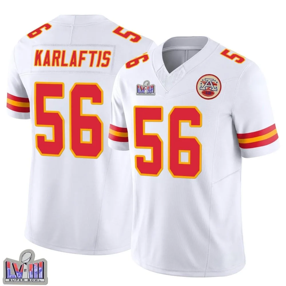 Men's Kansas City Chiefs George Karlaftis Nike Vapor F.U.S.E. Super Bowl LVIII Patch Limited White Jersey Men's Kansas City Chiefs George Karlaftis Nike Vapor F.U.S.E. Super Bowl LVIII Patch Limited White Jersey