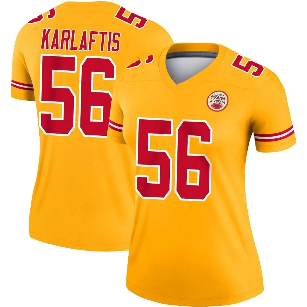 Women's Kansas City Chiefs George Karlaftis Nike Inverted Legend Gold Jersey Women's Kansas City Chiefs George Karlaftis Nike Inverted Legend Gold Jersey