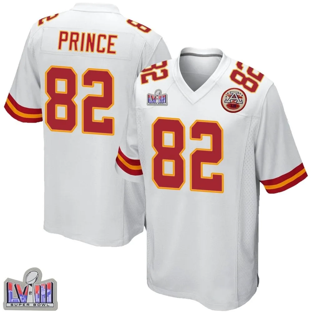 Men's Kansas City Chiefs Gerrit Prince Nike Super Bowl LVIII Patch Game White Jersey Men's Kansas City Chiefs Gerrit Prince Nike Super Bowl LVIII Patch Game White Jersey