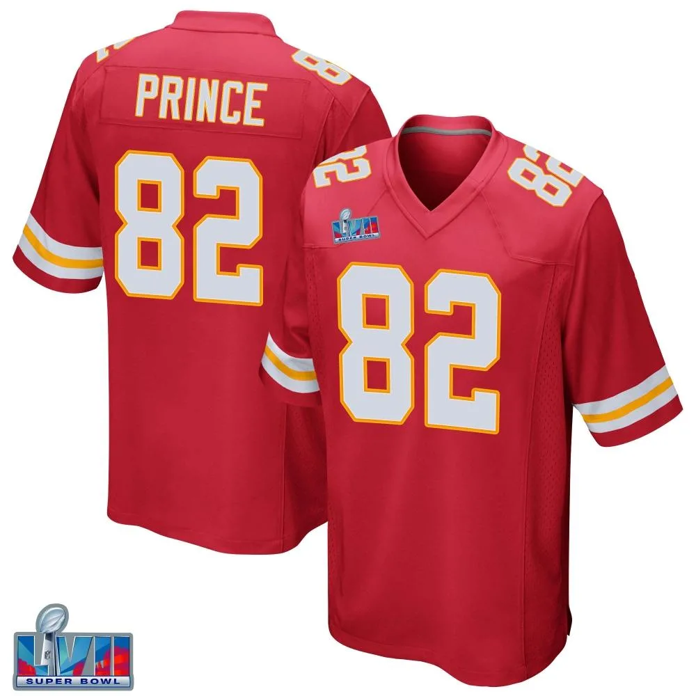 Men's Kansas City Chiefs Gerrit Prince Nike Team Color Super Bowl LVII Patch Game Red Jersey Men's Kansas City Chiefs Gerrit Prince Nike Team Color Super Bowl LVII Patch Game Red Jersey