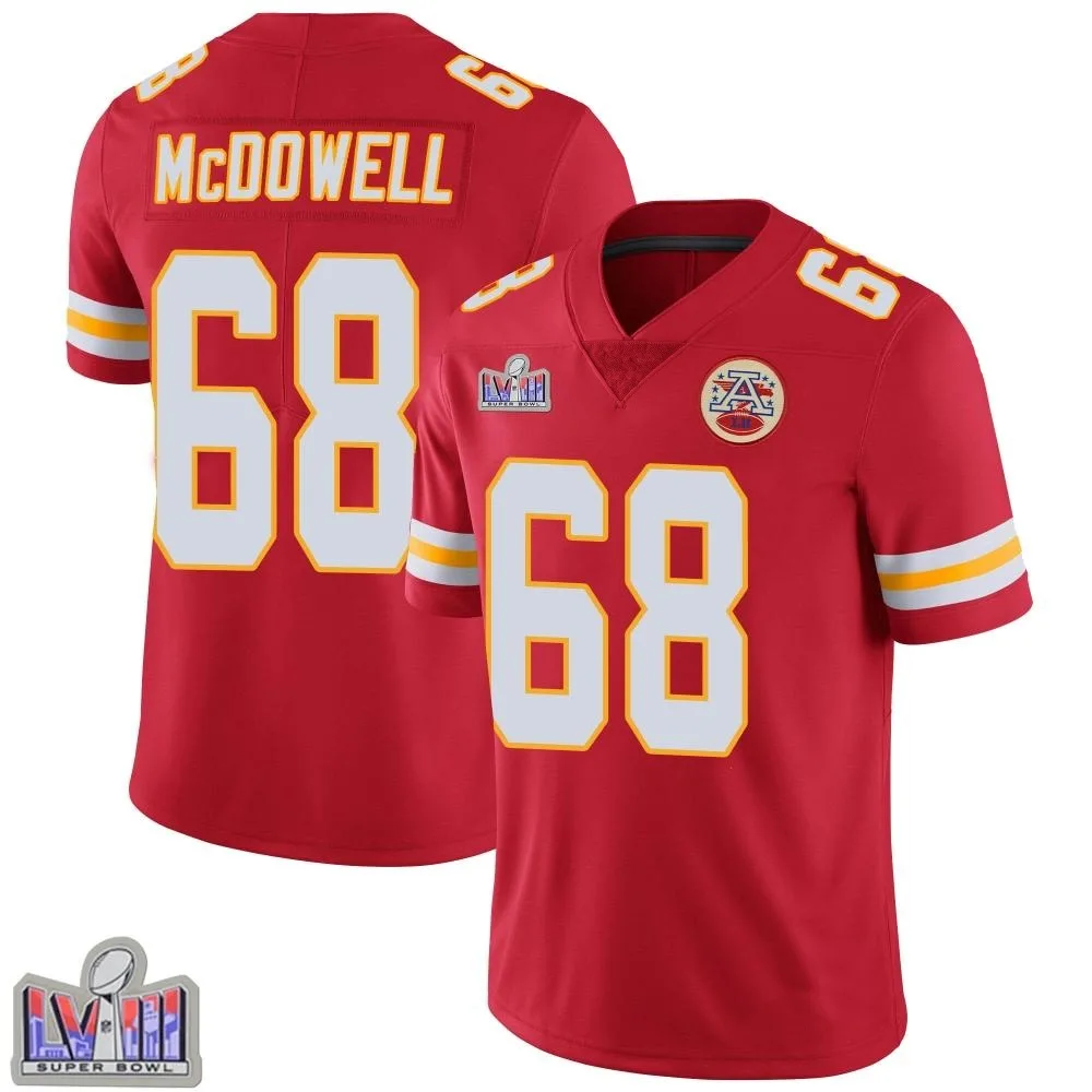 Men's Kansas City Chiefs Griffin Mcdowell Nike Team Color Vapor Untouchable Super Bowl LVIII Patch Limited Red Jersey Men's Kansas City Chiefs Griffin Mcdowell Nike Team Color Vapor Untouchable Super Bowl LVIII Patch Limited Red Jersey