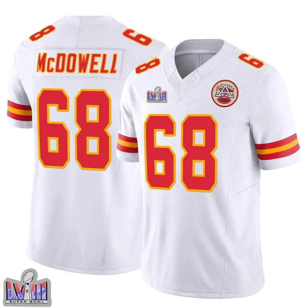 Men's Kansas City Chiefs Griffin Mcdowell Nike Vapor F.U.S.E. Super Bowl LVIII Patch Limited White Jersey Men's Kansas City Chiefs Griffin Mcdowell Nike Vapor F.U.S.E. Super Bowl LVIII Patch Limited White Jersey