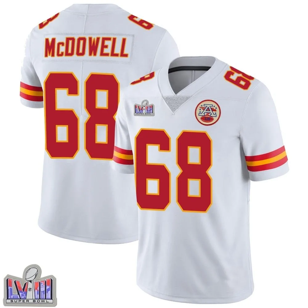 Men's Kansas City Chiefs Griffin Mcdowell Nike Vapor Untouchable Super Bowl LVIII Patch Limited White Jersey Men's Kansas City Chiefs Griffin Mcdowell Nike Vapor Untouchable Super Bowl LVIII Patch Limited White Jersey