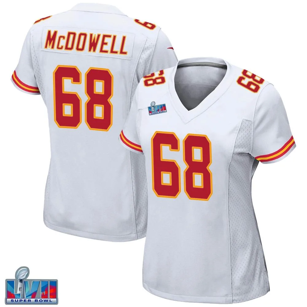 Women's Kansas City Chiefs Griffin Mcdowell Nike Super Bowl LVII Patch Game White Jersey Women's Kansas City Chiefs Griffin Mcdowell Nike Super Bowl LVII Patch Game White Jersey