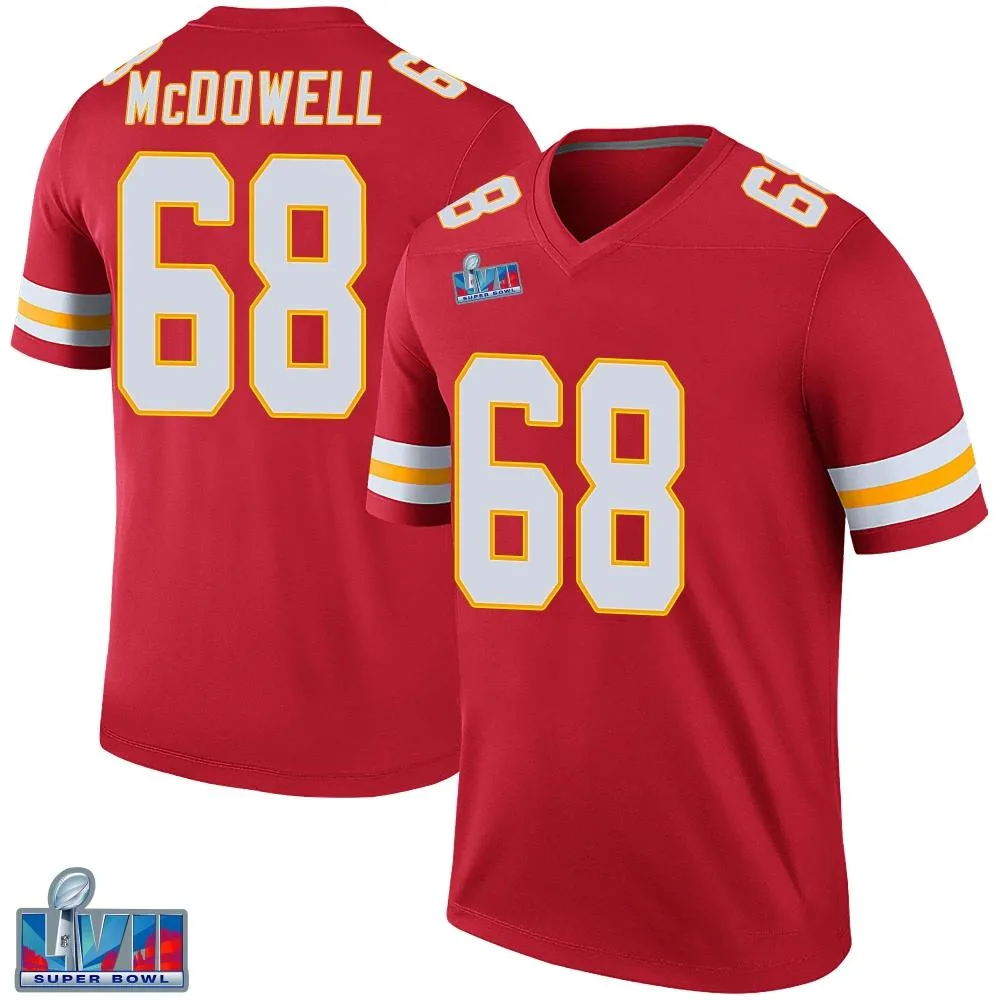 Youth Kansas City Chiefs Griffin Mcdowell Nike Color Rush Super Bowl LVII Patch Legend Red Jersey Youth Kansas City Chiefs Griffin Mcdowell Nike Color Rush Super Bowl LVII Patch Legend Red Jersey