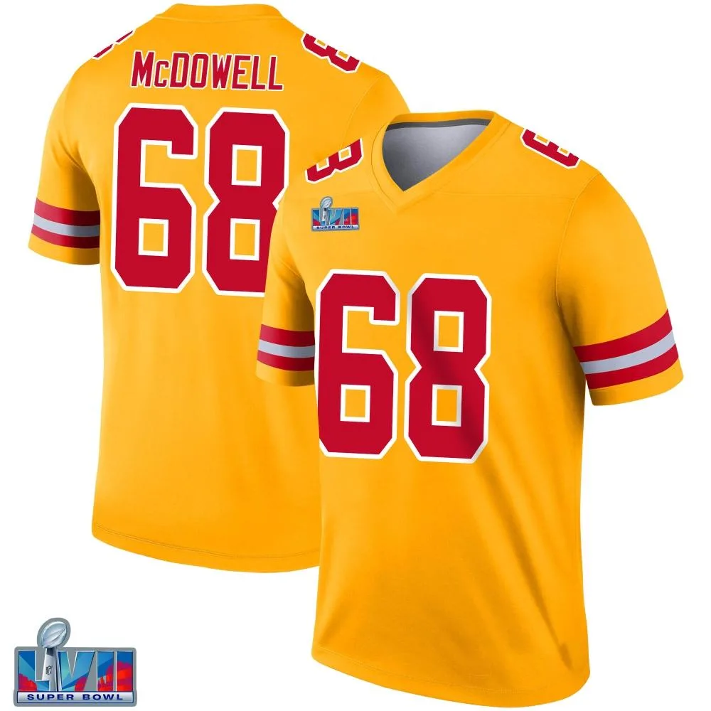 Youth Kansas City Chiefs Griffin Mcdowell Nike Inverted Super Bowl LVII Patch Legend Gold Jersey Youth Kansas City Chiefs Griffin Mcdowell Nike Inverted Super Bowl LVII Patch Legend Gold Jersey