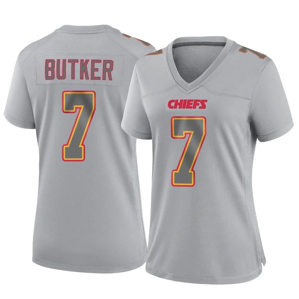 Women's Kansas City Chiefs Harrison Butker Nike Atmosphere Fashion Game Gray Jersey Women's Kansas City Chiefs Harrison Butker Nike Atmosphere Fashion Game Gray Jersey