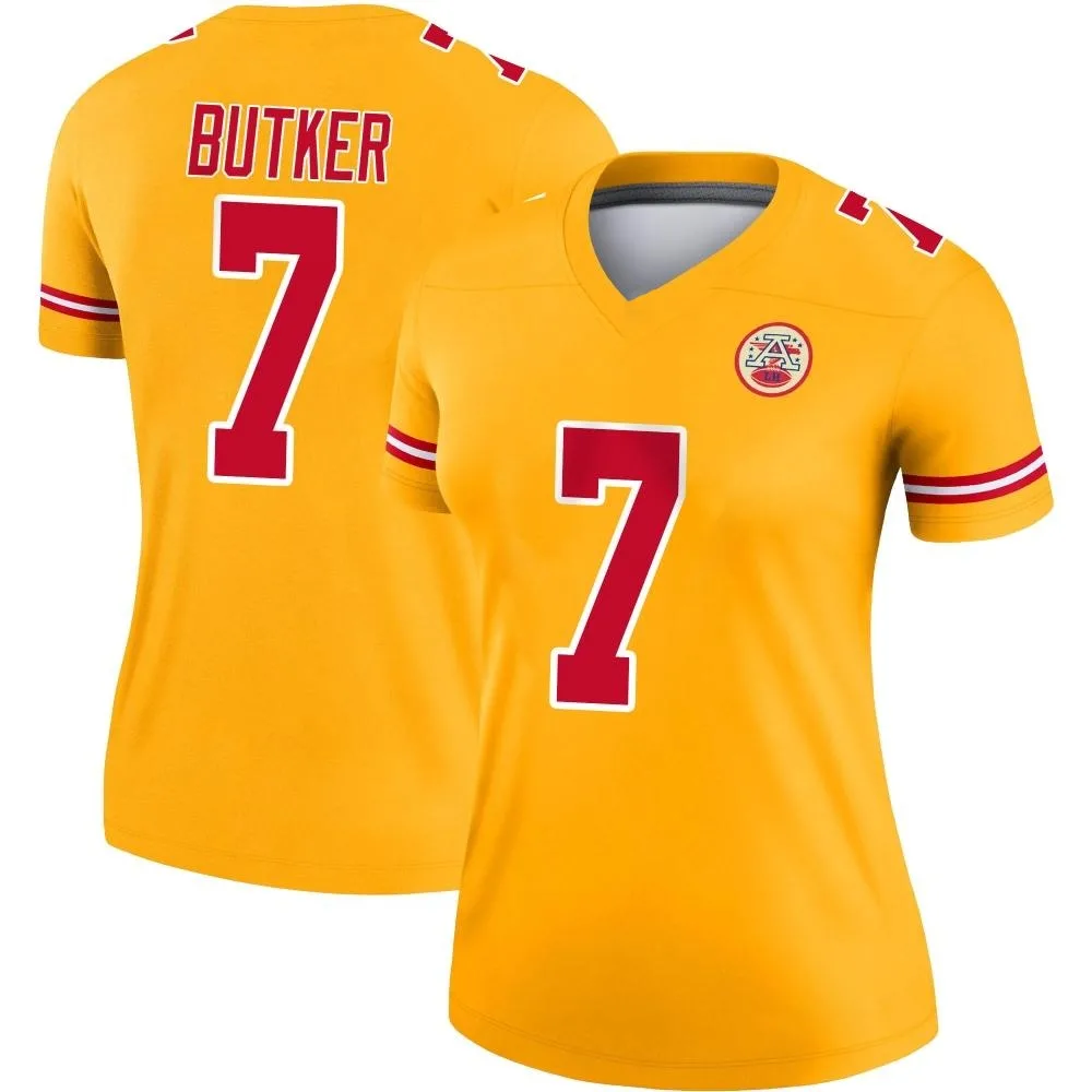 Women's Kansas City Chiefs Harrison Butker Nike Inverted Legend Gold Jersey Women's Kansas City Chiefs Harrison Butker Nike Inverted Legend Gold Jersey