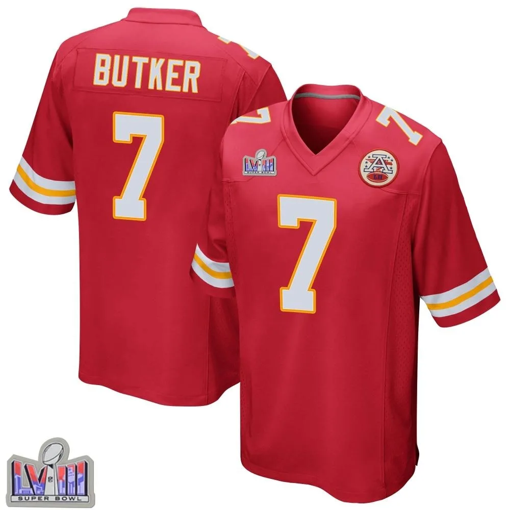 Youth Kansas City Chiefs Harrison Butker Nike Team Color Super Bowl LVIII Patch Game Red Jersey Youth Kansas City Chiefs Harrison Butker Nike Team Color Super Bowl LVIII Patch Game Red Jersey