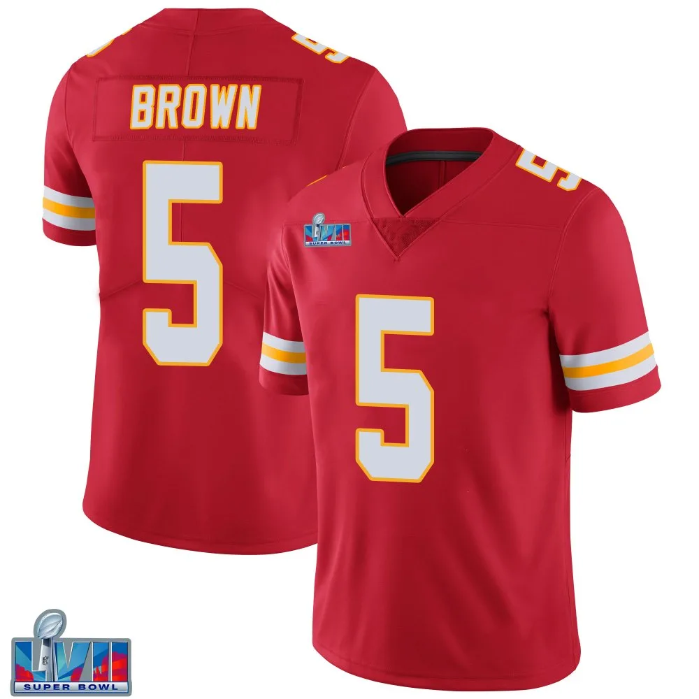 Men's Kansas City Chiefs Hollywood Brown Nike Team Color Vapor Untouchable Super Bowl LVII Patch Limited Red Jersey Men's Kansas City Chiefs Hollywood Brown Nike Team Color Vapor Untouchable Super Bowl LVII Patch Limited Red Jersey