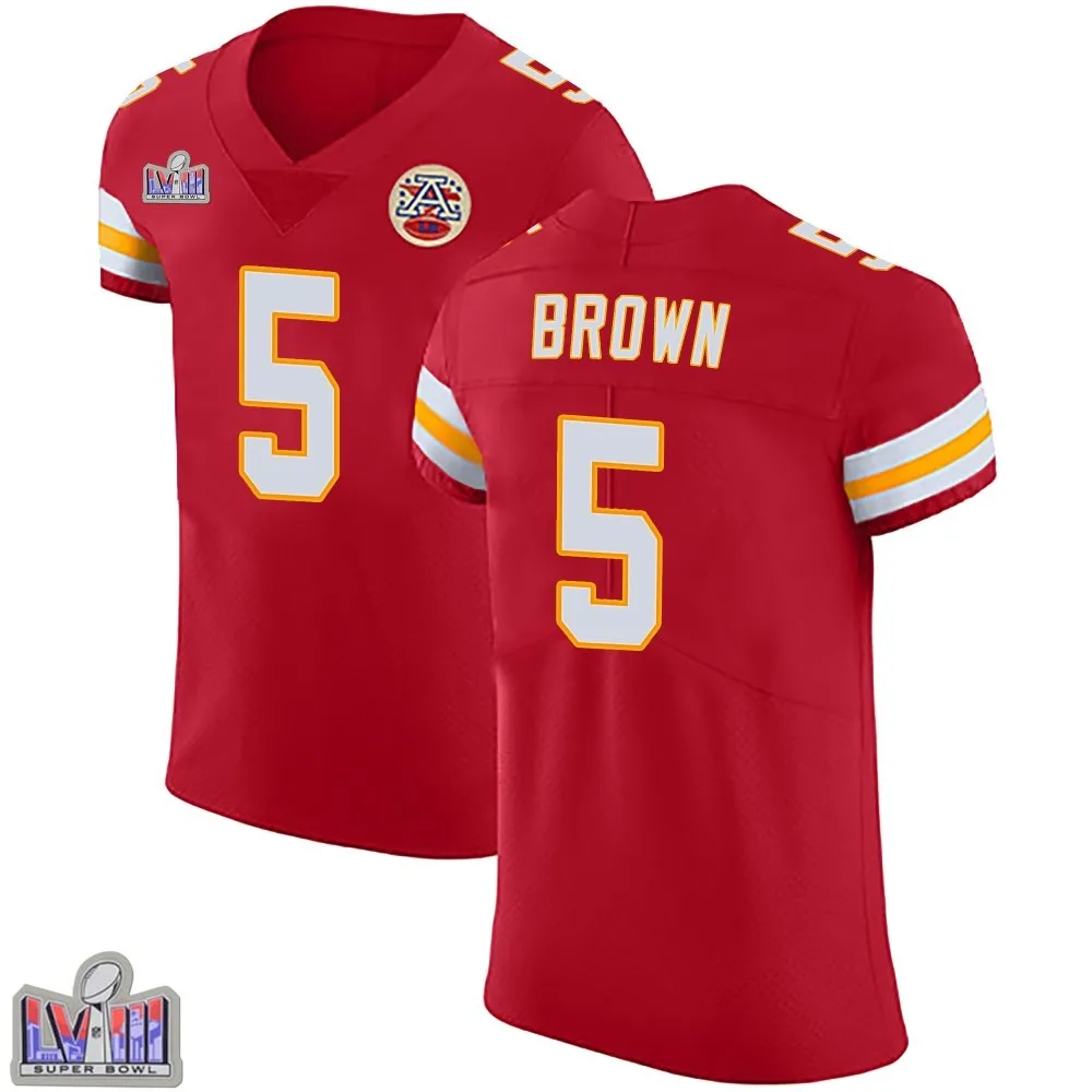 Men's Kansas City Chiefs Hollywood Brown Nike Team Color Vapor Untouchable Super Bowl LVIII Patch Elite Red Jersey Men's Kansas City Chiefs Hollywood Brown Nike Team Color Vapor Untouchable Super Bowl LVIII Patch Elite Red Jersey