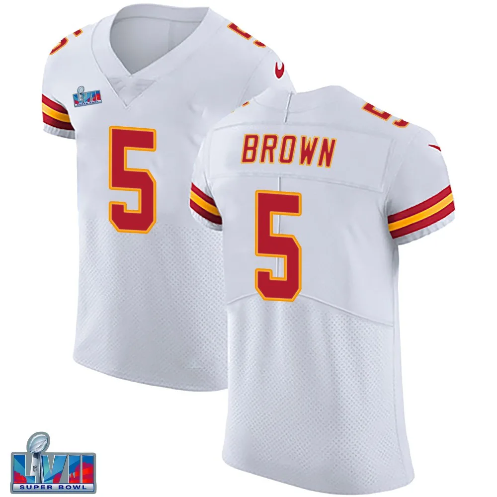 Men's Kansas City Chiefs Hollywood Brown Nike Vapor Untouchable Super Bowl LVII Patch Elite White Jersey Men's Kansas City Chiefs Hollywood Brown Nike Vapor Untouchable Super Bowl LVII Patch Elite White Jersey