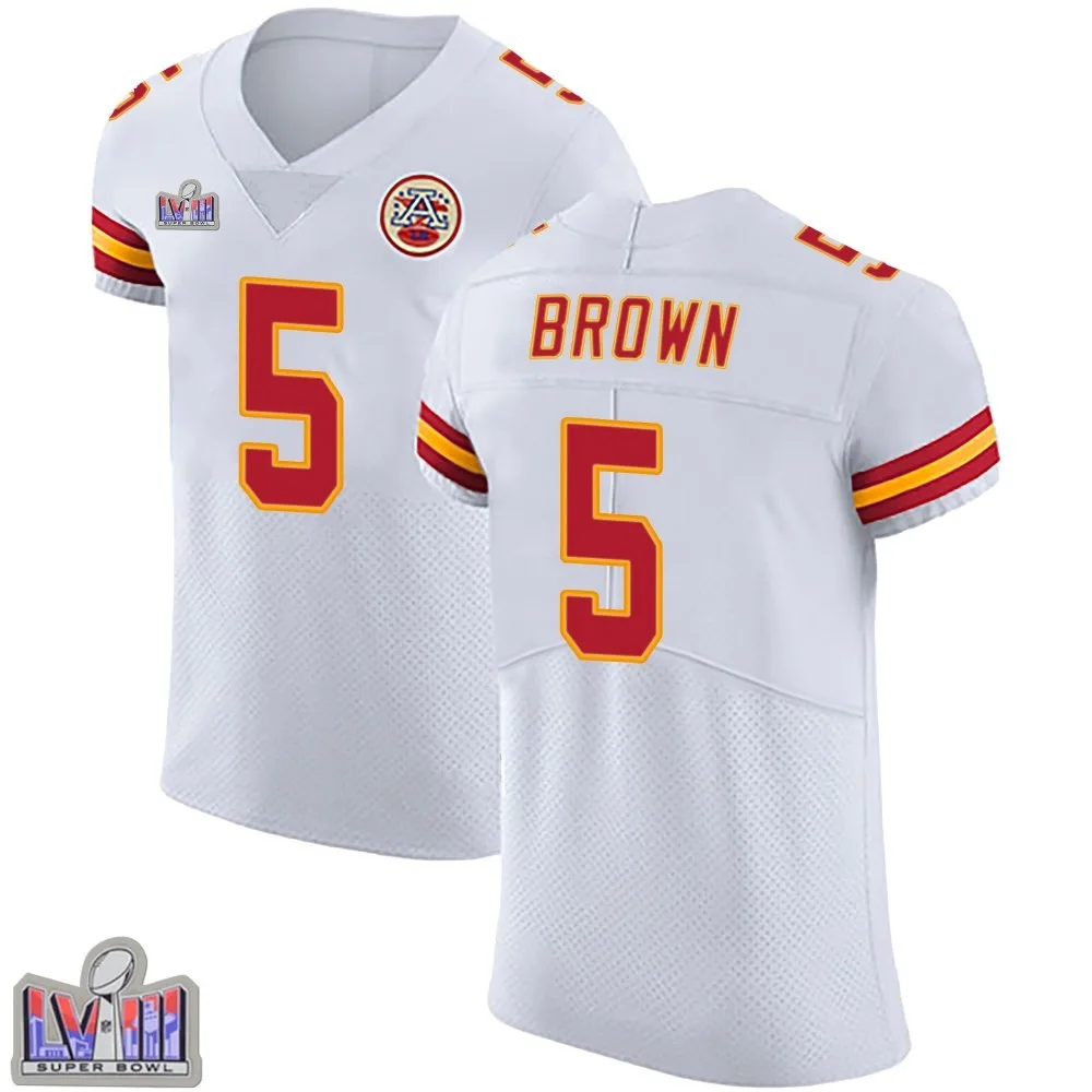 Men's Kansas City Chiefs Hollywood Brown Nike Vapor Untouchable Super Bowl LVIII Patch Elite White Jersey Men's Kansas City Chiefs Hollywood Brown Nike Vapor Untouchable Super Bowl LVIII Patch Elite White Jersey