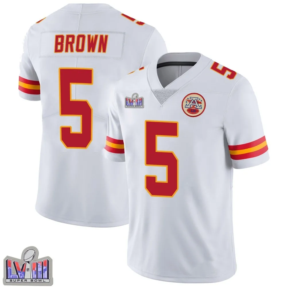 Men's Kansas City Chiefs Hollywood Brown Nike Vapor Untouchable Super Bowl LVIII Patch Limited White Jersey Men's Kansas City Chiefs Hollywood Brown Nike Vapor Untouchable Super Bowl LVIII Patch Limited White Jersey