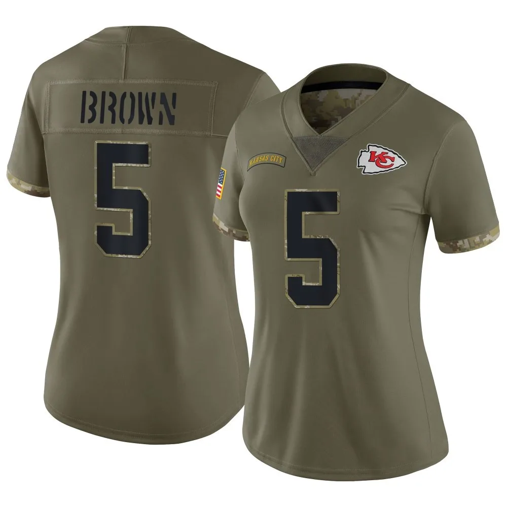 Women's Kansas City Chiefs Hollywood Brown Nike 2022 Salute To Service Limited Olive Jersey Women's Kansas City Chiefs Hollywood Brown Nike 2022 Salute To Service Limited Olive Jersey