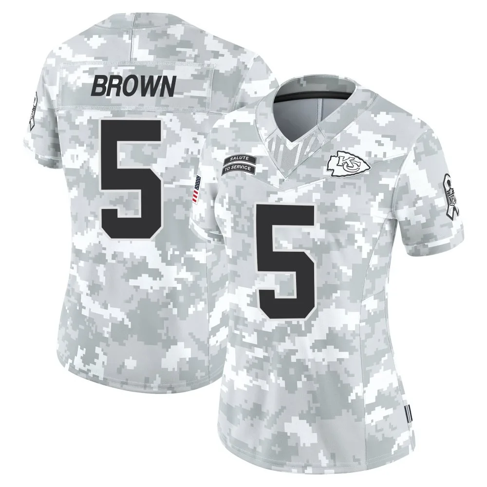 Women's Kansas City Chiefs Hollywood Brown Nike 2024 Salute to Service Limited Arctic Camo Jersey Women's Kansas City Chiefs Hollywood Brown Nike 2024 Salute to Service Limited Arctic Camo Jersey