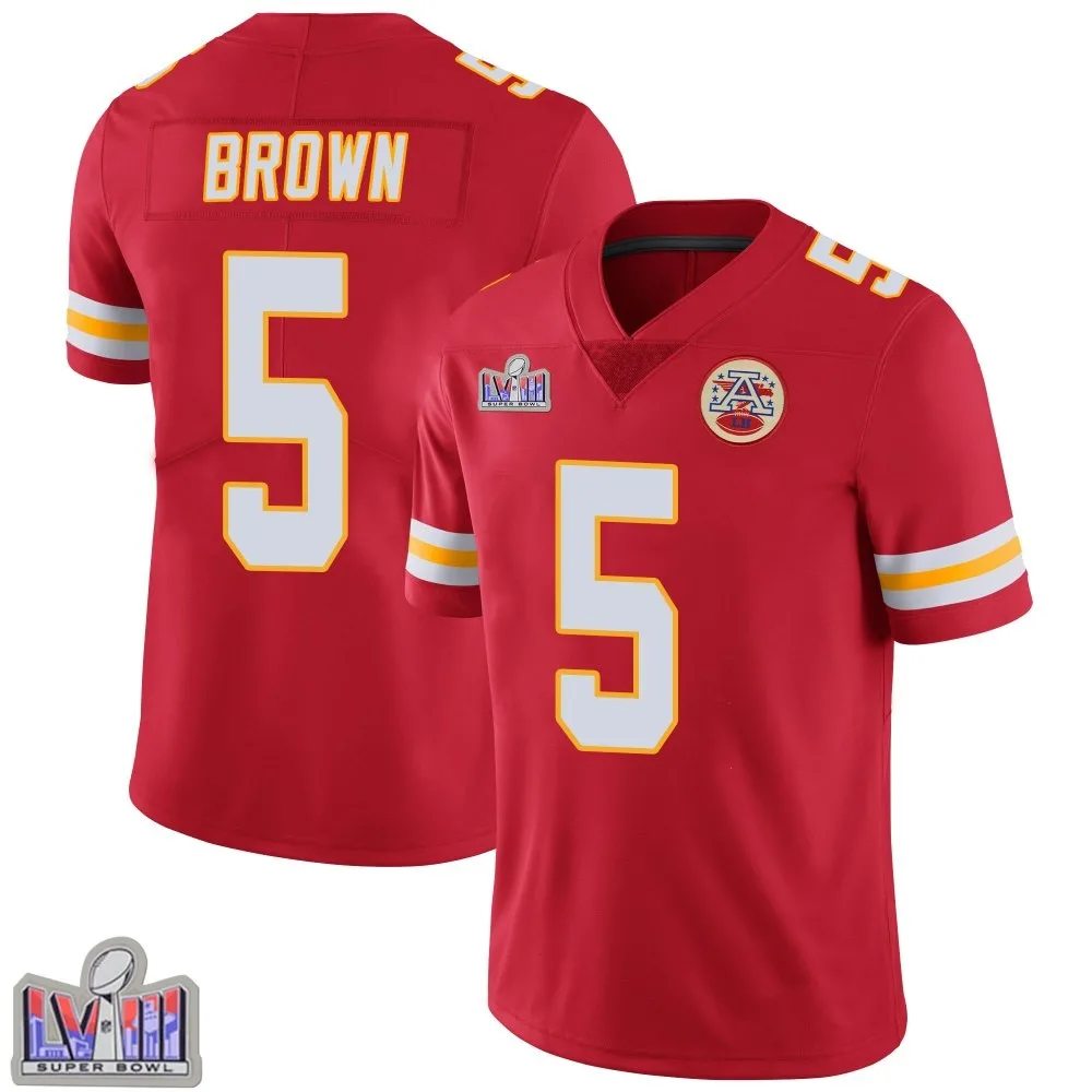 Youth Kansas City Chiefs Hollywood Brown Nike Team Color Vapor Untouchable Super Bowl LVIII Patch Limited Red Jersey Youth Kansas City Chiefs Hollywood Brown Nike Team Color Vapor Untouchable Super Bowl LVIII Patch Limited Red Jersey
