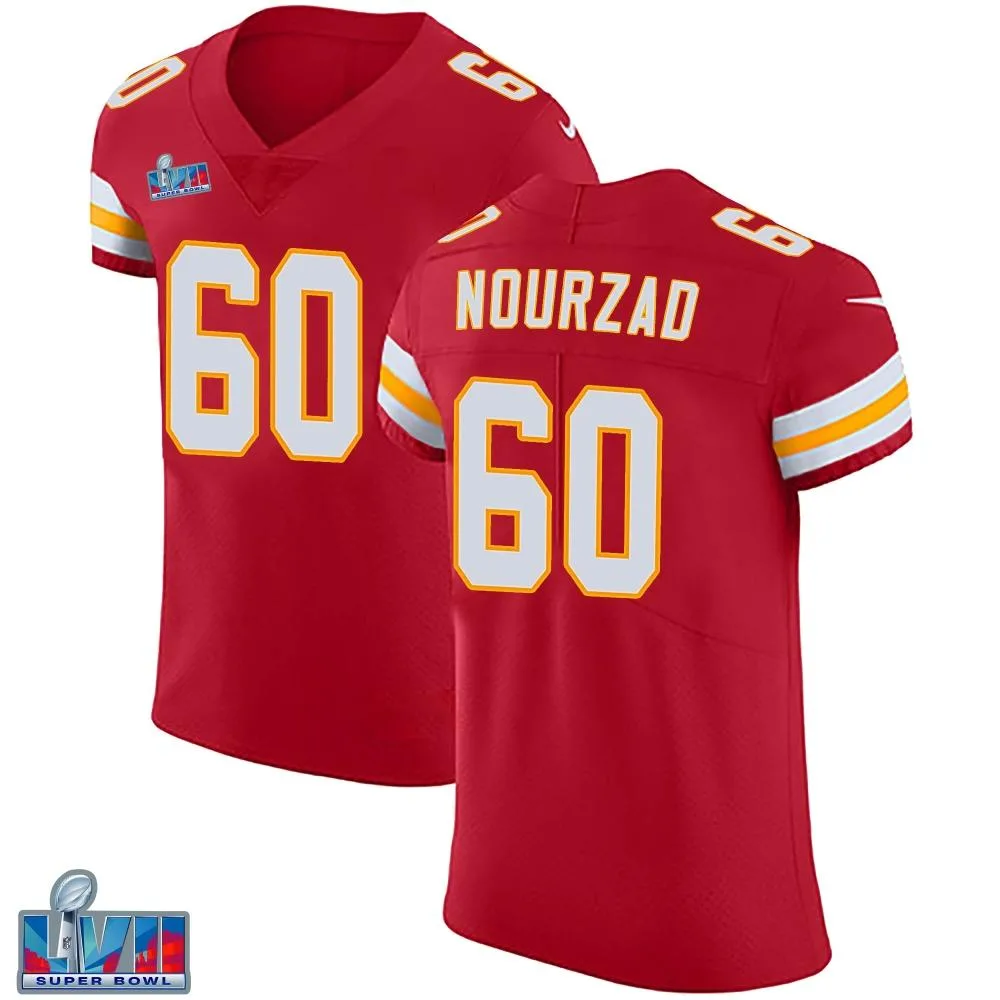 Men's Kansas City Chiefs Hunter Nourzad Nike Team Color Vapor Untouchable Super Bowl LVII Patch Elite Red Jersey Men's Kansas City Chiefs Hunter Nourzad Nike Team Color Vapor Untouchable Super Bowl LVII Patch Elite Red Jersey
