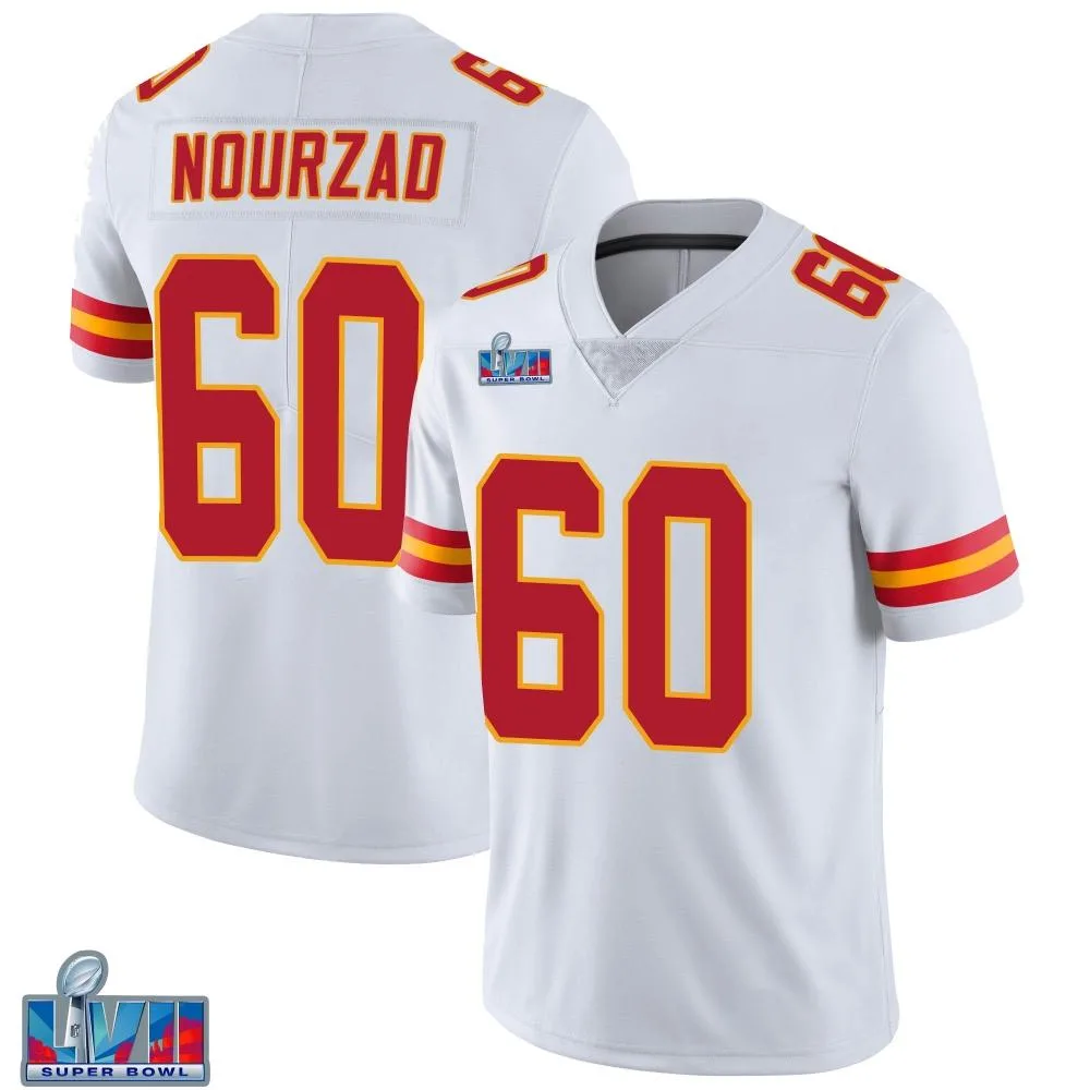 Men's Kansas City Chiefs Hunter Nourzad Nike Vapor Untouchable Super Bowl LVII Patch Limited White Jersey Men's Kansas City Chiefs Hunter Nourzad Nike Vapor Untouchable Super Bowl LVII Patch Limited White Jersey