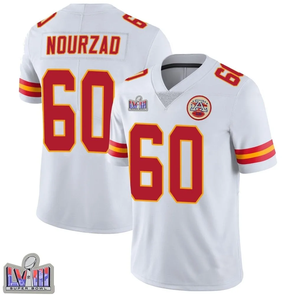 Men's Kansas City Chiefs Hunter Nourzad Nike Vapor Untouchable Super Bowl LVIII Patch Limited White Jersey Men's Kansas City Chiefs Hunter Nourzad Nike Vapor Untouchable Super Bowl LVIII Patch Limited White Jersey