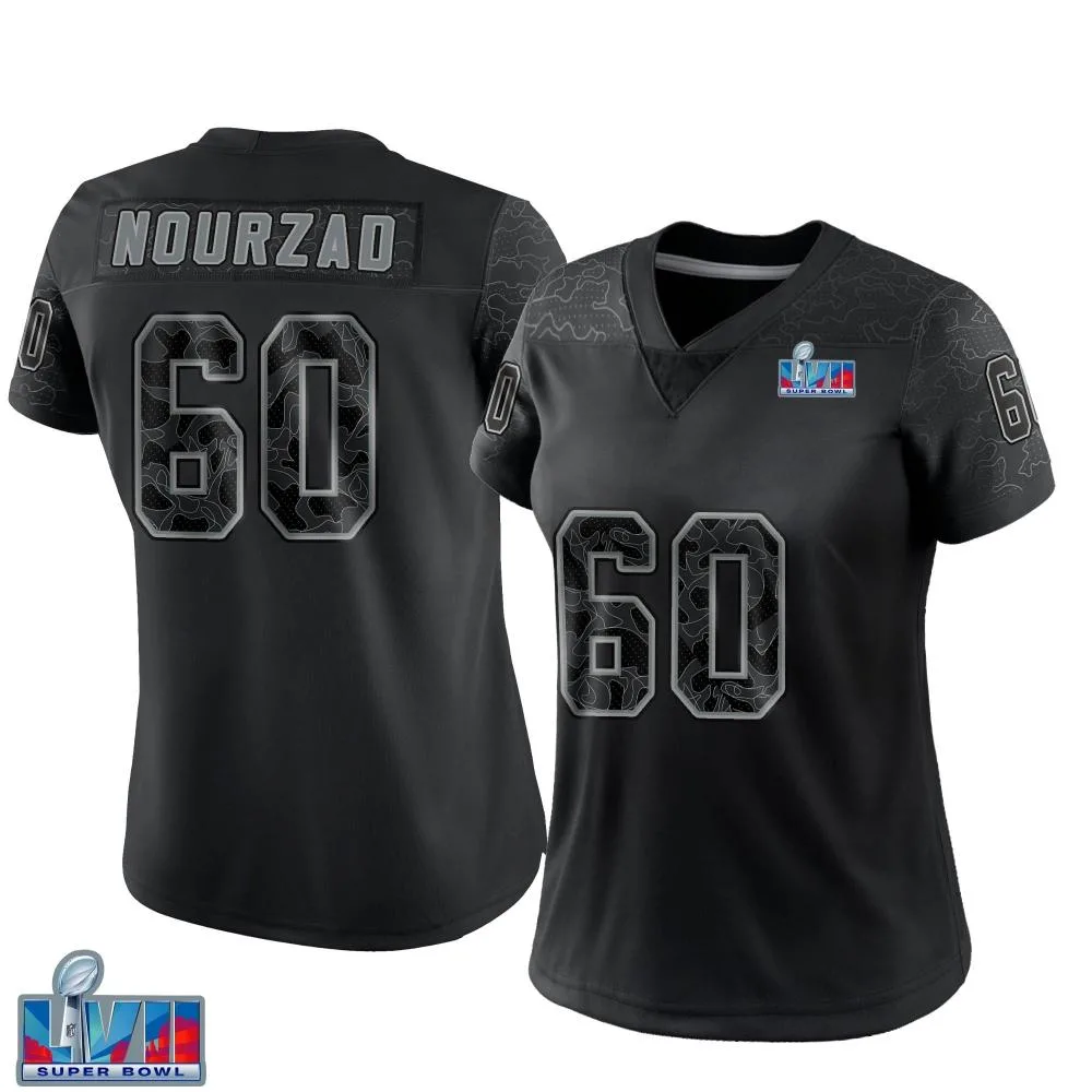 Women's Kansas City Chiefs Hunter Nourzad Nike Reflective Super Bowl LVII Patch Limited Black Jersey Women's Kansas City Chiefs Hunter Nourzad Nike Reflective Super Bowl LVII Patch Limited Black Jersey