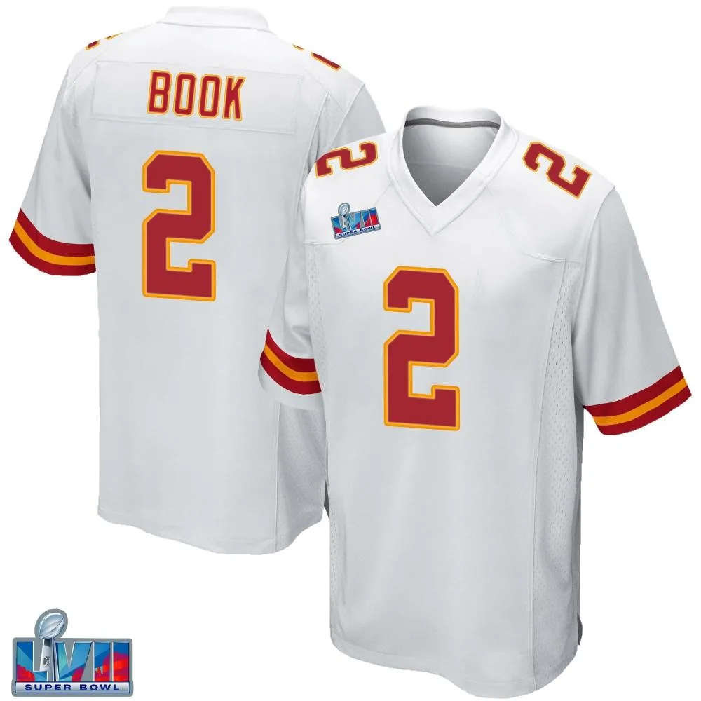 Men's Kansas City Chiefs Ian Book Nike Super Bowl LVII Patch Game White Jersey Men's Kansas City Chiefs Ian Book Nike Super Bowl LVII Patch Game White Jersey
