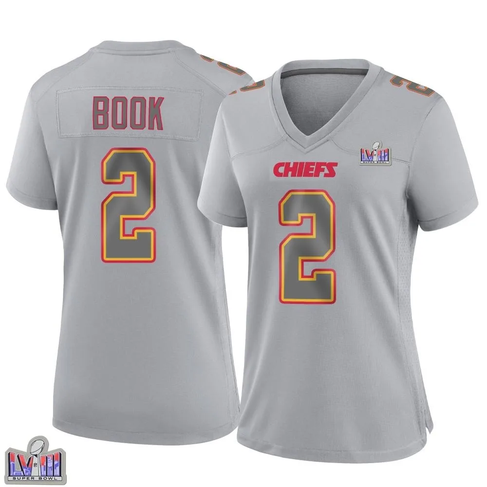 Women's Kansas City Chiefs Ian Book Nike Atmosphere Fashion Super Bowl LVIII Patch Game Gray Jersey Women's Kansas City Chiefs Ian Book Nike Atmosphere Fashion Super Bowl LVIII Patch Game Gray Jersey