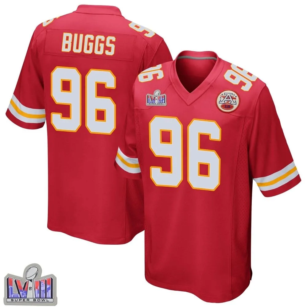 Men's Kansas City Chiefs Isaiah Buggs Nike Team Color Super Bowl LVIII Patch Game Red Jersey Men's Kansas City Chiefs Isaiah Buggs Nike Team Color Super Bowl LVIII Patch Game Red Jersey