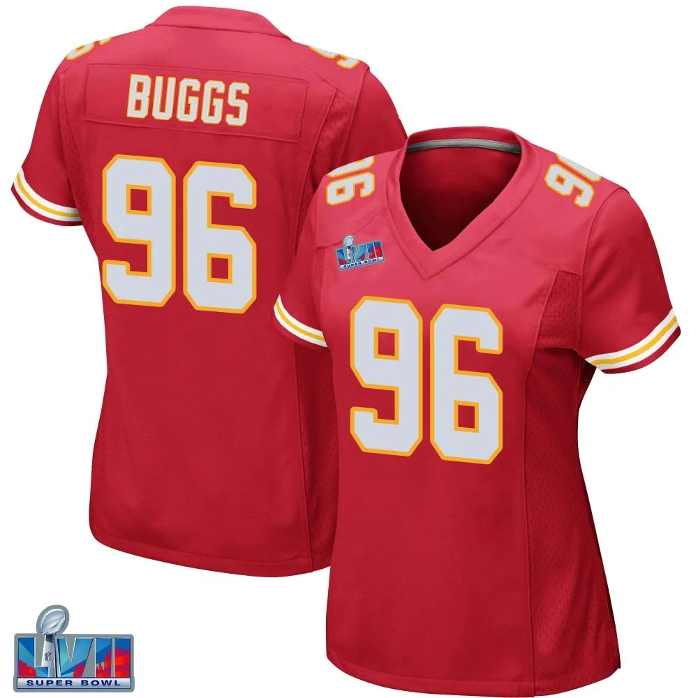 Women's Kansas City Chiefs Isaiah Buggs Nike Team Color Super Bowl LVII Patch Game Red Jersey Women's Kansas City Chiefs Isaiah Buggs Nike Team Color Super Bowl LVII Patch Game Red Jersey