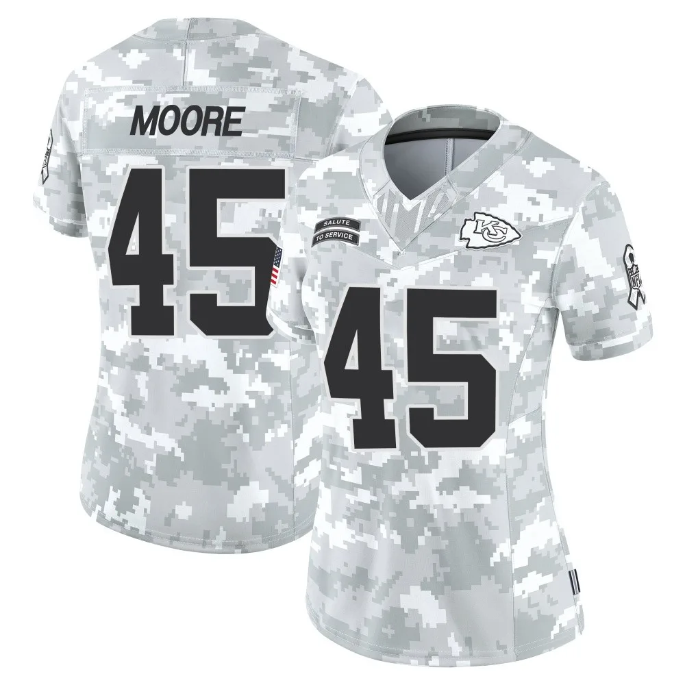 Women's Kansas City Chiefs Isaiah Moore Nike 2024 Salute to Service Limited Arctic Camo Jersey Women's Kansas City Chiefs Isaiah Moore Nike 2024 Salute to Service Limited Arctic Camo Jersey