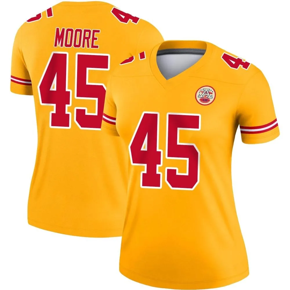 Women's Kansas City Chiefs Isaiah Moore Nike Inverted Legend Gold Jersey Women's Kansas City Chiefs Isaiah Moore Nike Inverted Legend Gold Jersey