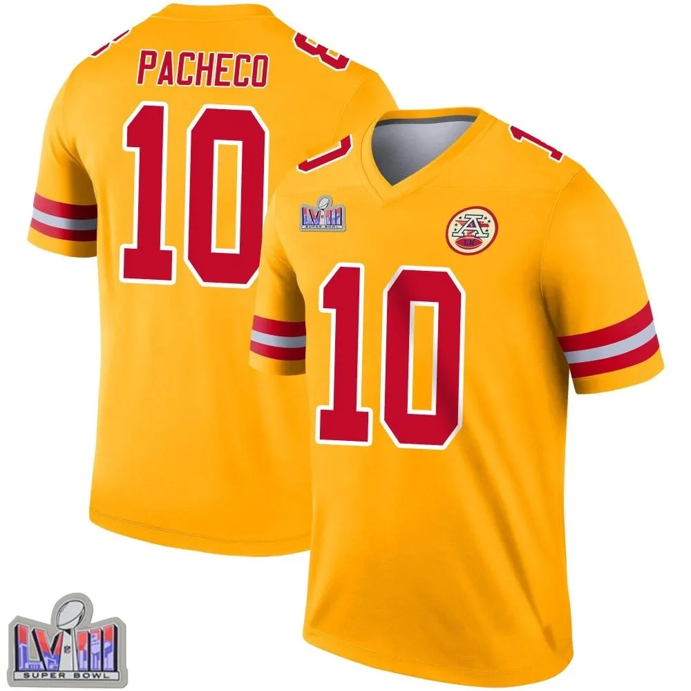 Youth Kansas City Chiefs Isiah Pacheco Nike Inverted Super Bowl LVIII Patch Legend Gold Jersey Youth Kansas City Chiefs Isiah Pacheco Nike Inverted Super Bowl LVIII Patch Legend Gold Jersey
