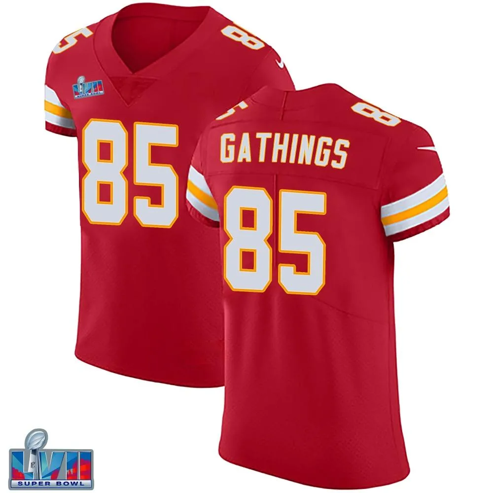 Men's Kansas City Chiefs Izaiah Gathings Nike Team Color Vapor Untouchable Super Bowl LVII Patch Elite Red Jersey Men's Kansas City Chiefs Izaiah Gathings Nike Team Color Vapor Untouchable Super Bowl LVII Patch Elite Red Jersey
