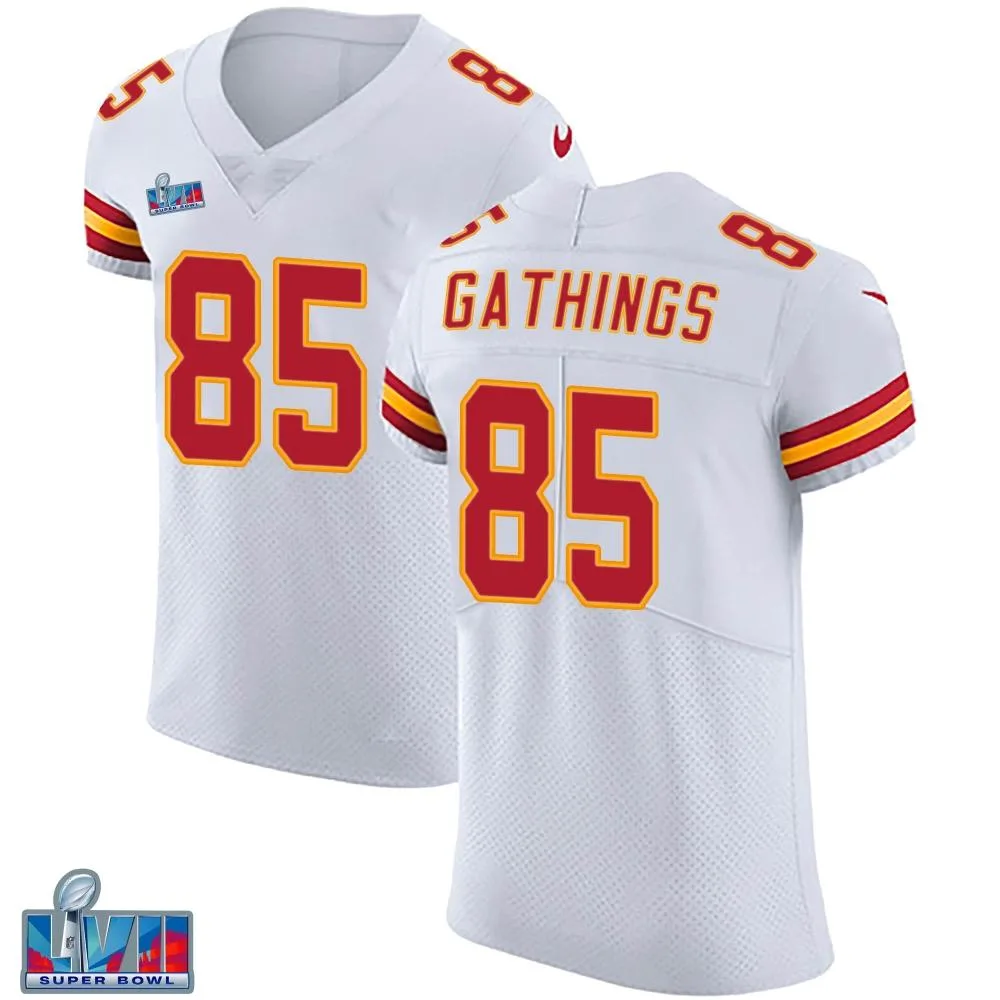 Men's Kansas City Chiefs Izaiah Gathings Nike Vapor Untouchable Super Bowl LVII Patch Elite White Jersey Men's Kansas City Chiefs Izaiah Gathings Nike Vapor Untouchable Super Bowl LVII Patch Elite White Jersey