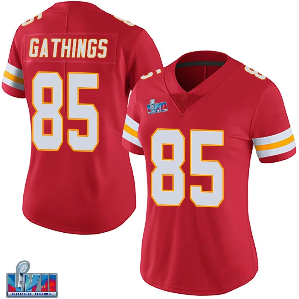 Women's Kansas City Chiefs Izaiah Gathings Nike Team Color Vapor Untouchable Super Bowl LVII Patch Limited Red Jersey Women's Kansas City Chiefs Izaiah Gathings Nike Team Color Vapor Untouchable Super Bowl LVII Patch Limited Red Jersey