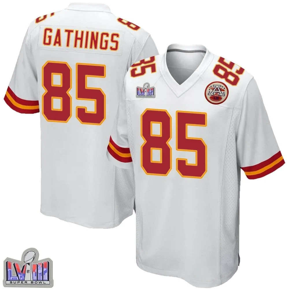Youth Kansas City Chiefs Izaiah Gathings Nike Super Bowl LVIII Patch Game White Jersey Youth Kansas City Chiefs Izaiah Gathings Nike Super Bowl LVIII Patch Game White Jersey
