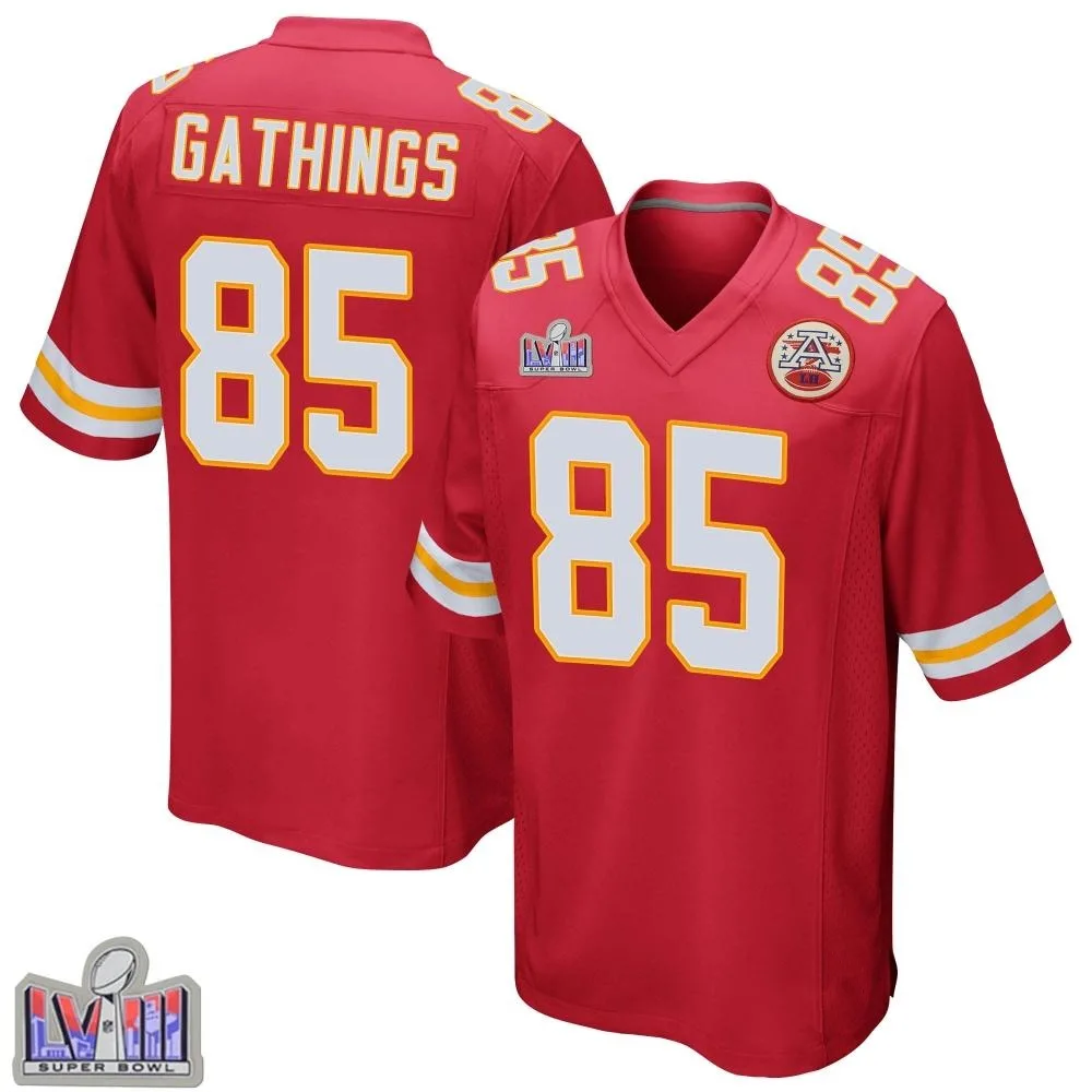 Youth Kansas City Chiefs Izaiah Gathings Nike Team Color Super Bowl LVIII Patch Game Red Jersey Youth Kansas City Chiefs Izaiah Gathings Nike Team Color Super Bowl LVIII Patch Game Red Jersey