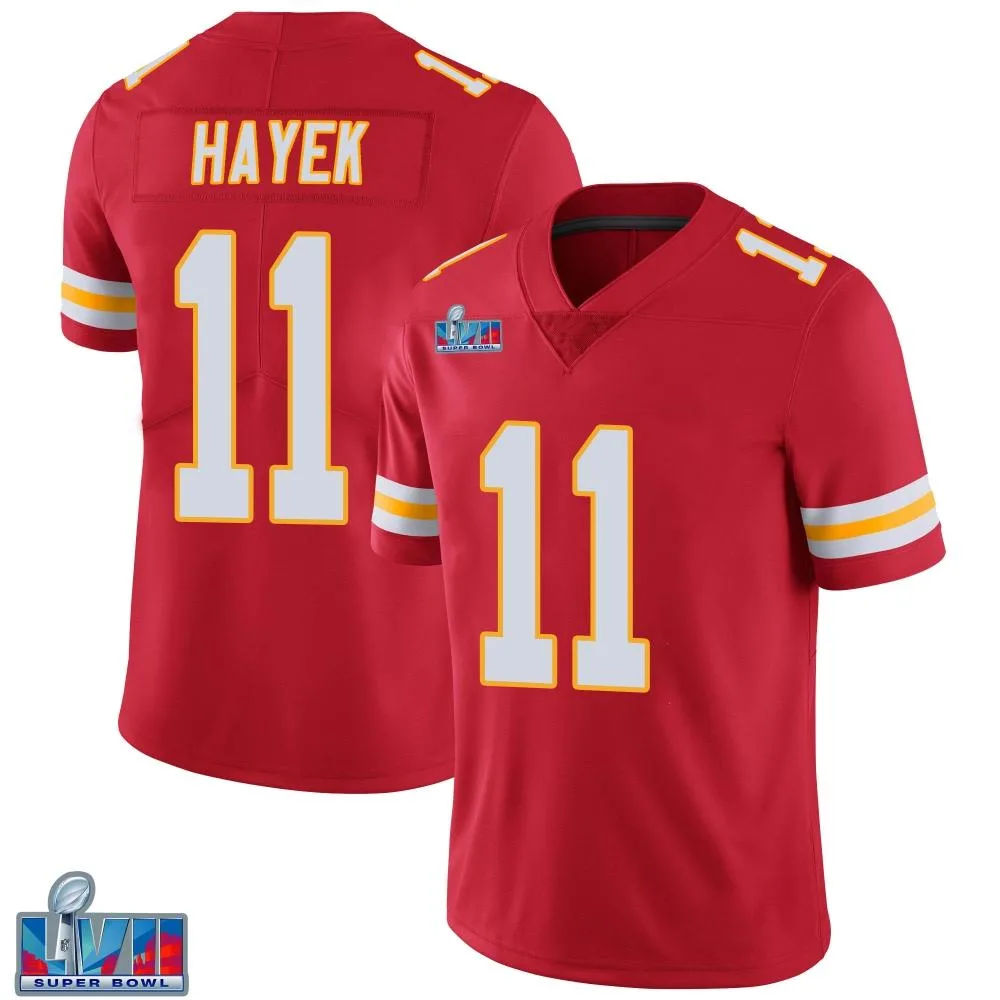 Men's Kansas City Chiefs Jaaron Hayek Nike Team Color Vapor Untouchable Super Bowl LVII Patch Limited Red Jersey Men's Kansas City Chiefs Jaaron Hayek Nike Team Color Vapor Untouchable Super Bowl LVII Patch Limited Red Jersey