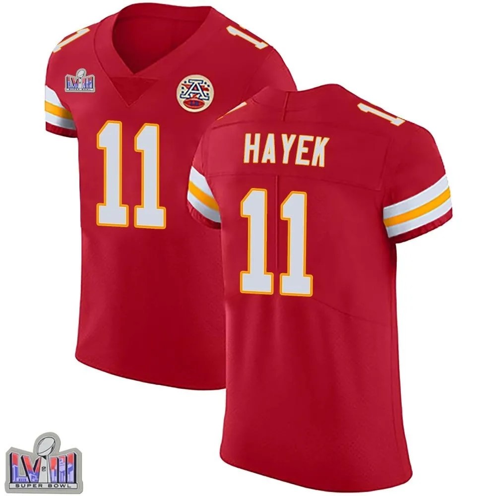Men's Kansas City Chiefs Jaaron Hayek Nike Team Color Vapor Untouchable Super Bowl LVIII Patch Elite Red Jersey Men's Kansas City Chiefs Jaaron Hayek Nike Team Color Vapor Untouchable Super Bowl LVIII Patch Elite Red Jersey