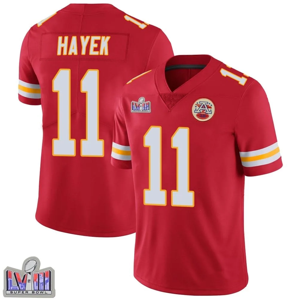 Men's Kansas City Chiefs Jaaron Hayek Nike Team Color Vapor Untouchable Super Bowl LVIII Patch Limited Red Jersey Men's Kansas City Chiefs Jaaron Hayek Nike Team Color Vapor Untouchable Super Bowl LVIII Patch Limited Red Jersey