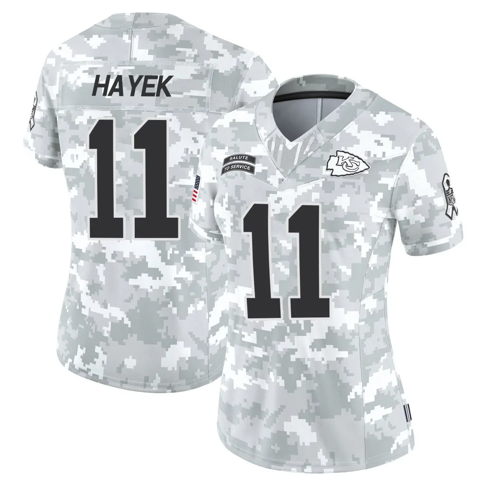 Women's Kansas City Chiefs Jaaron Hayek Nike 2024 Salute to Service Limited Arctic Camo Jersey Women's Kansas City Chiefs Jaaron Hayek Nike 2024 Salute to Service Limited Arctic Camo Jersey