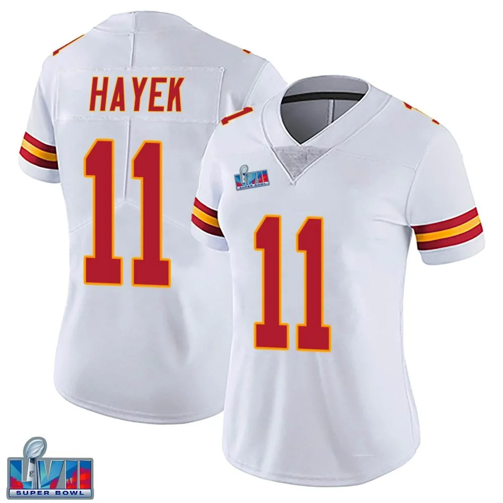 Women's Kansas City Chiefs Jaaron Hayek Nike Vapor Untouchable Super Bowl LVII Patch Limited White Jersey Women's Kansas City Chiefs Jaaron Hayek Nike Vapor Untouchable Super Bowl LVII Patch Limited White Jersey