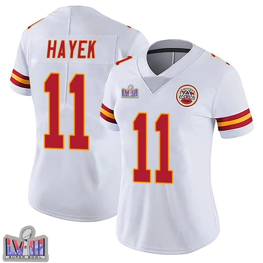 Women's Kansas City Chiefs Jaaron Hayek Nike Vapor Untouchable Super Bowl LVIII Patch Limited White Jersey Women's Kansas City Chiefs Jaaron Hayek Nike Vapor Untouchable Super Bowl LVIII Patch Limited White Jersey