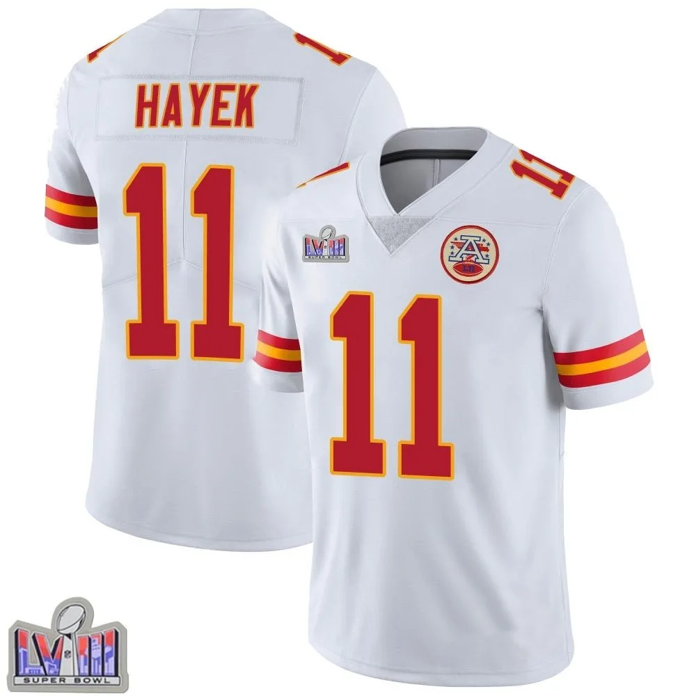 Youth Kansas City Chiefs Jaaron Hayek Nike Vapor Untouchable Super Bowl LVIII Patch Limited White Jersey Youth Kansas City Chiefs Jaaron Hayek Nike Vapor Untouchable Super Bowl LVIII Patch Limited White Jersey
