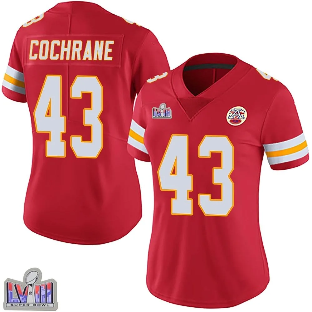 Women's Kansas City Chiefs Jack Cochrane Nike Team Color Vapor Untouchable Super Bowl LVIII Patch Limited Red Jersey Women's Kansas City Chiefs Jack Cochrane Nike Team Color Vapor Untouchable Super Bowl LVIII Patch Limited Red Jersey