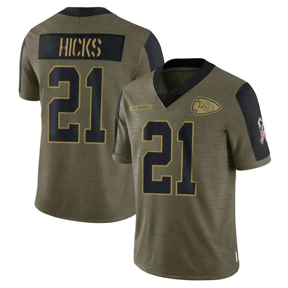 Men's Kansas City Chiefs Jaden Hicks Nike 2021 Salute To Service Limited Olive Jersey Men's Kansas City Chiefs Jaden Hicks Nike 2021 Salute To Service Limited Olive Jersey